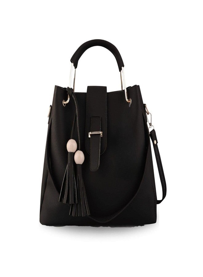 Like Style Women Hand Bags PU Rexine Flap Closure Casual Formal Ladies Shoulder Bag (Black) - Image 2